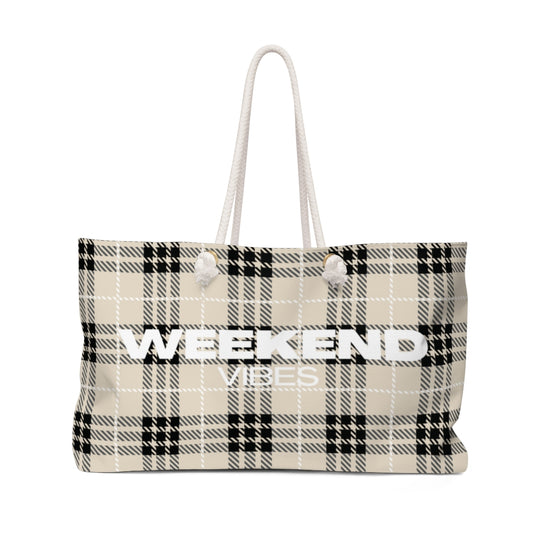 Tan Plaid Weekender Bag