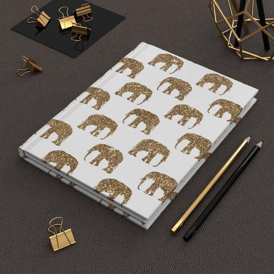 White Gold Elephant Hardcover Journal