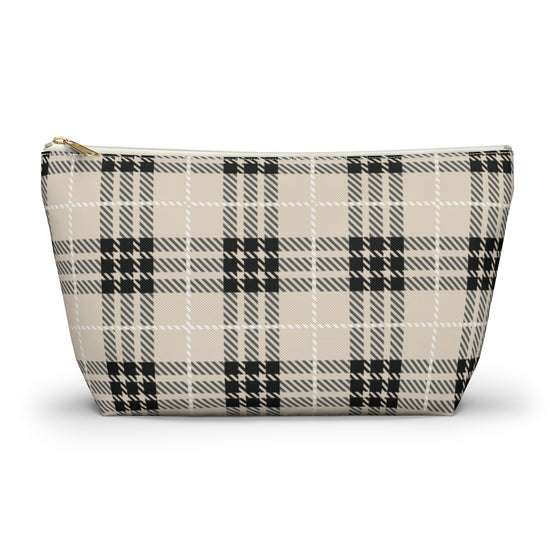 Tan Plaid Accessory Pouch