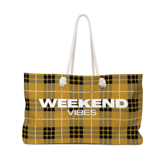 Gold Plaid Weekender Bag