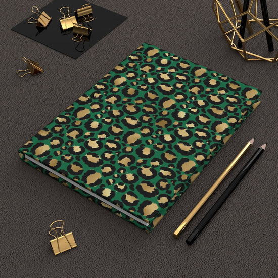 Emerald Leopard Hardcover Journal