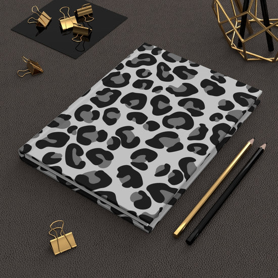 Gray Leopard Hardcover Journal