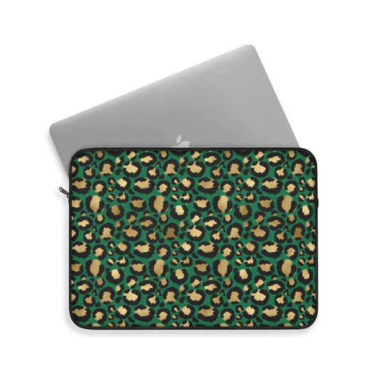 Emerald Leopard Laptop Sleeve