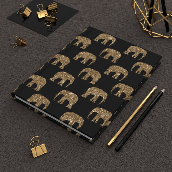 Black Gold Elephant Hardcover Journal