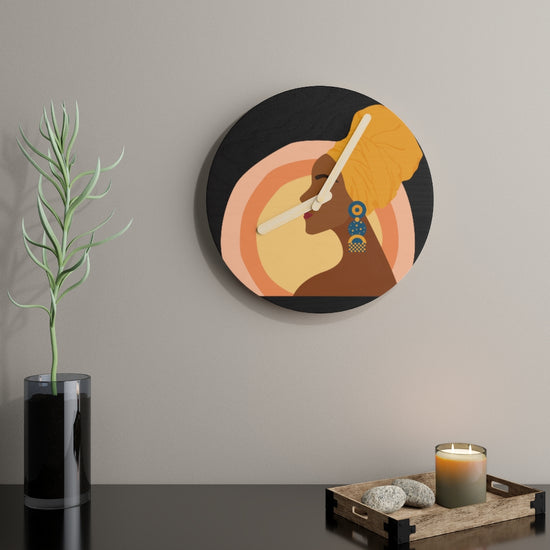 Afro Sunrise Wooden Wall Clock